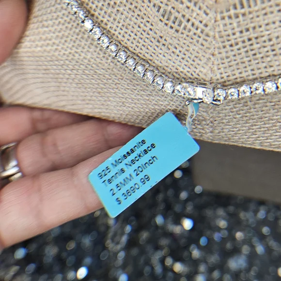 Elegant Sterling Moissanite Diamond $3690.99 MSRP 20 inch Tennis Necklace - Picture 7 of 7